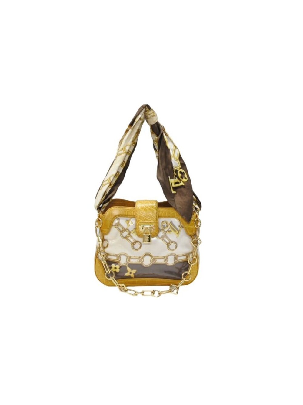 Louis Vuitton Sac Fural Shoulder Bag Tote White Yellow Gold
